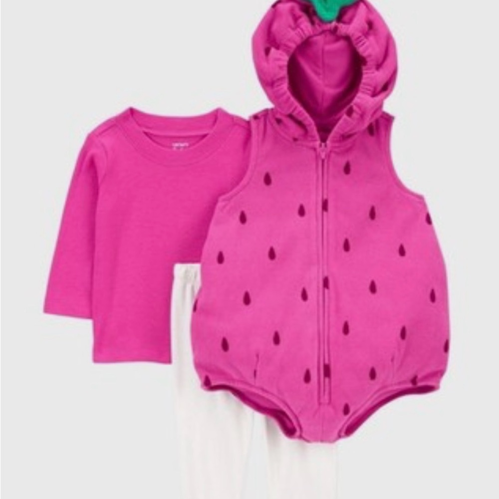 Carter's Pink Strawberry Costume Set sz 6-9mo